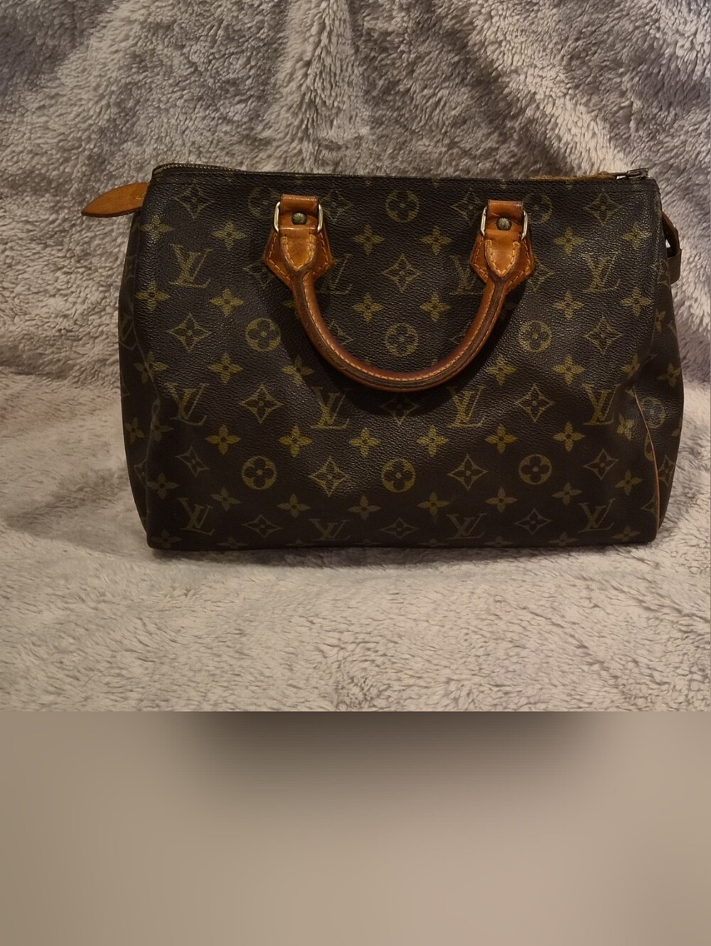 Louis Vuitton Speedy 30 Monogram Satchel with Tan Handles